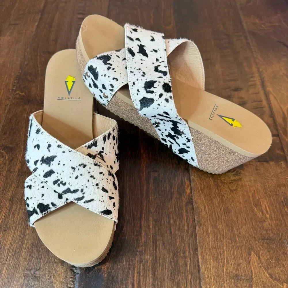 Volatile Riverside Platform Wedge Sandals Chocolate Chip size 8 Western Boho